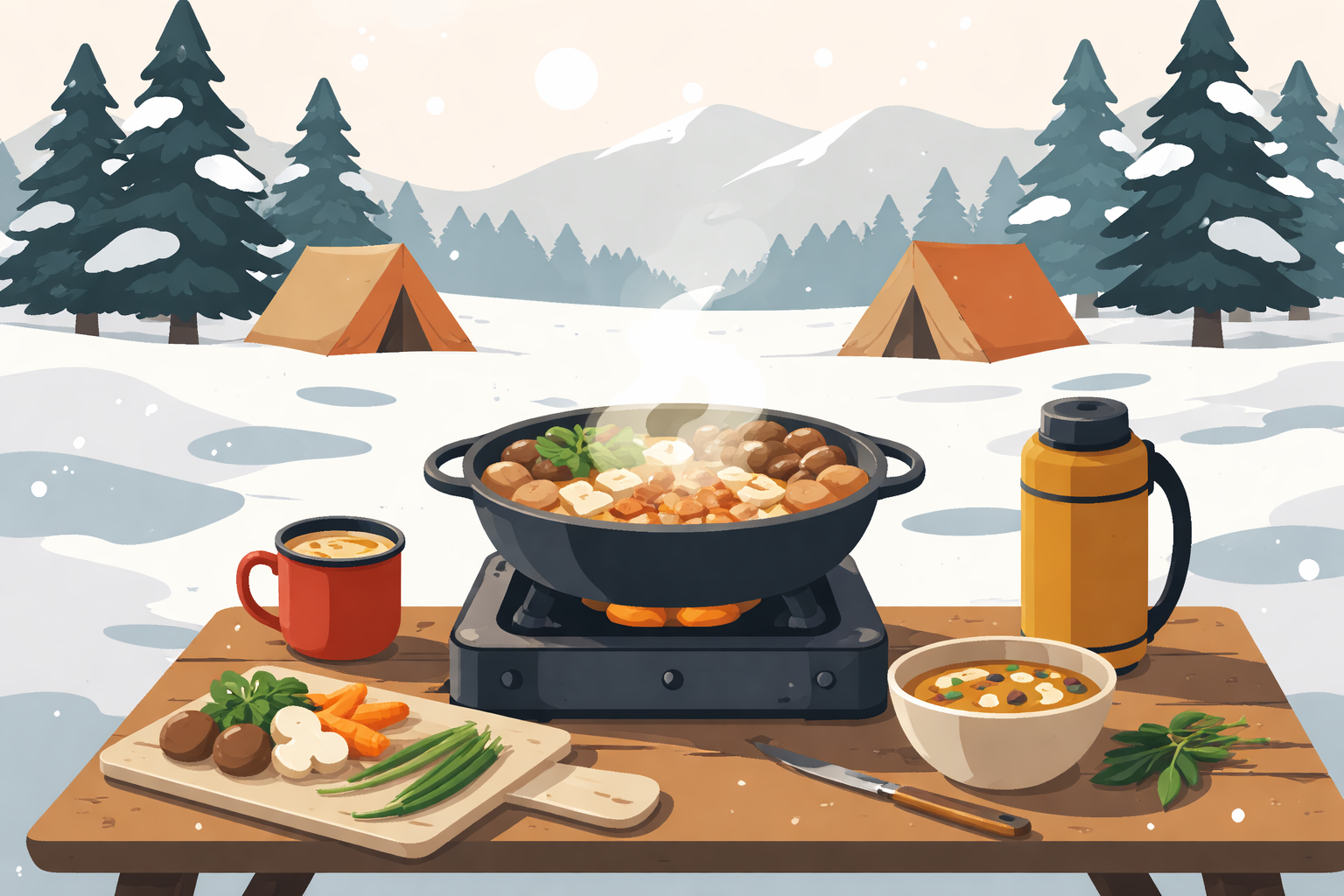 冬キャンプ初心者には鍋料理とスープが最適