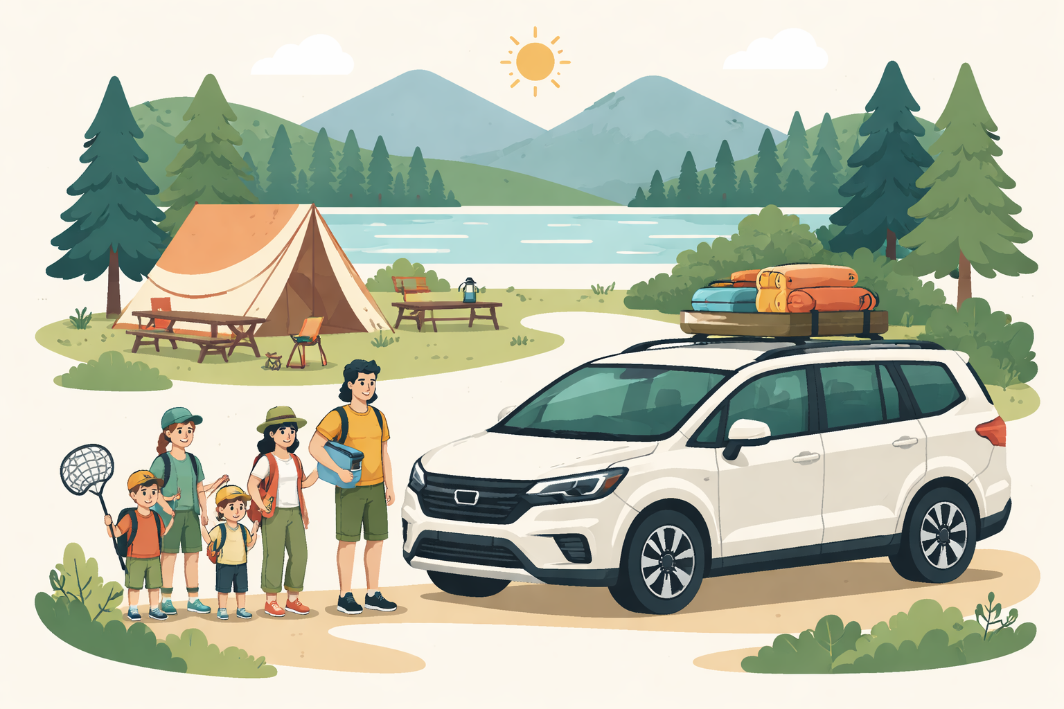 5人家族のキャンプには7人乗りがベストな選択です