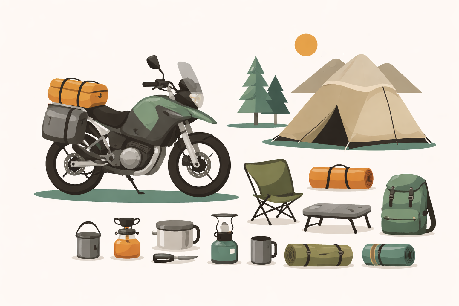 バイクソロキャンプ道具一式は軽量コンパクトが鉄則