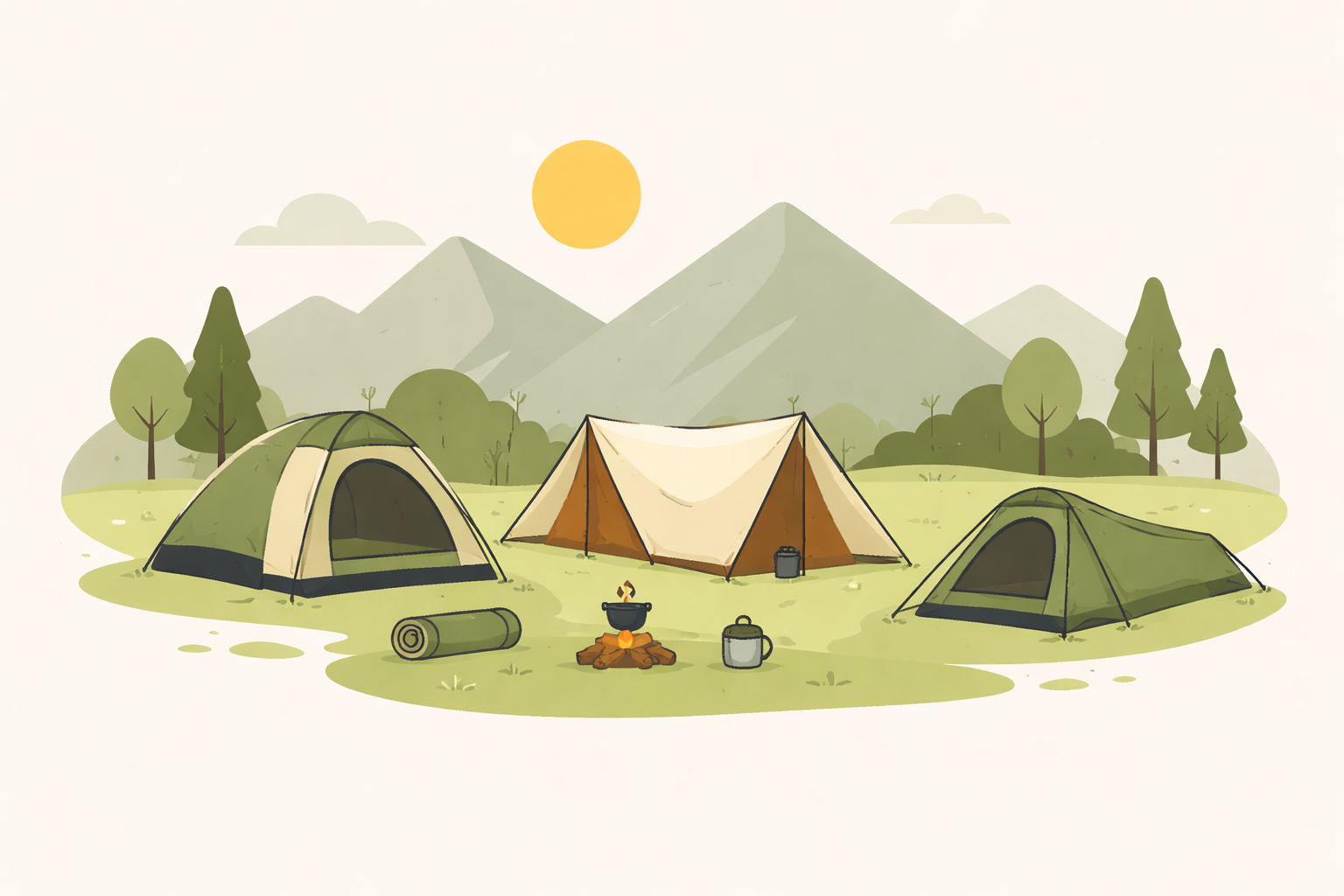 ソロテントは主に3種類から選べます