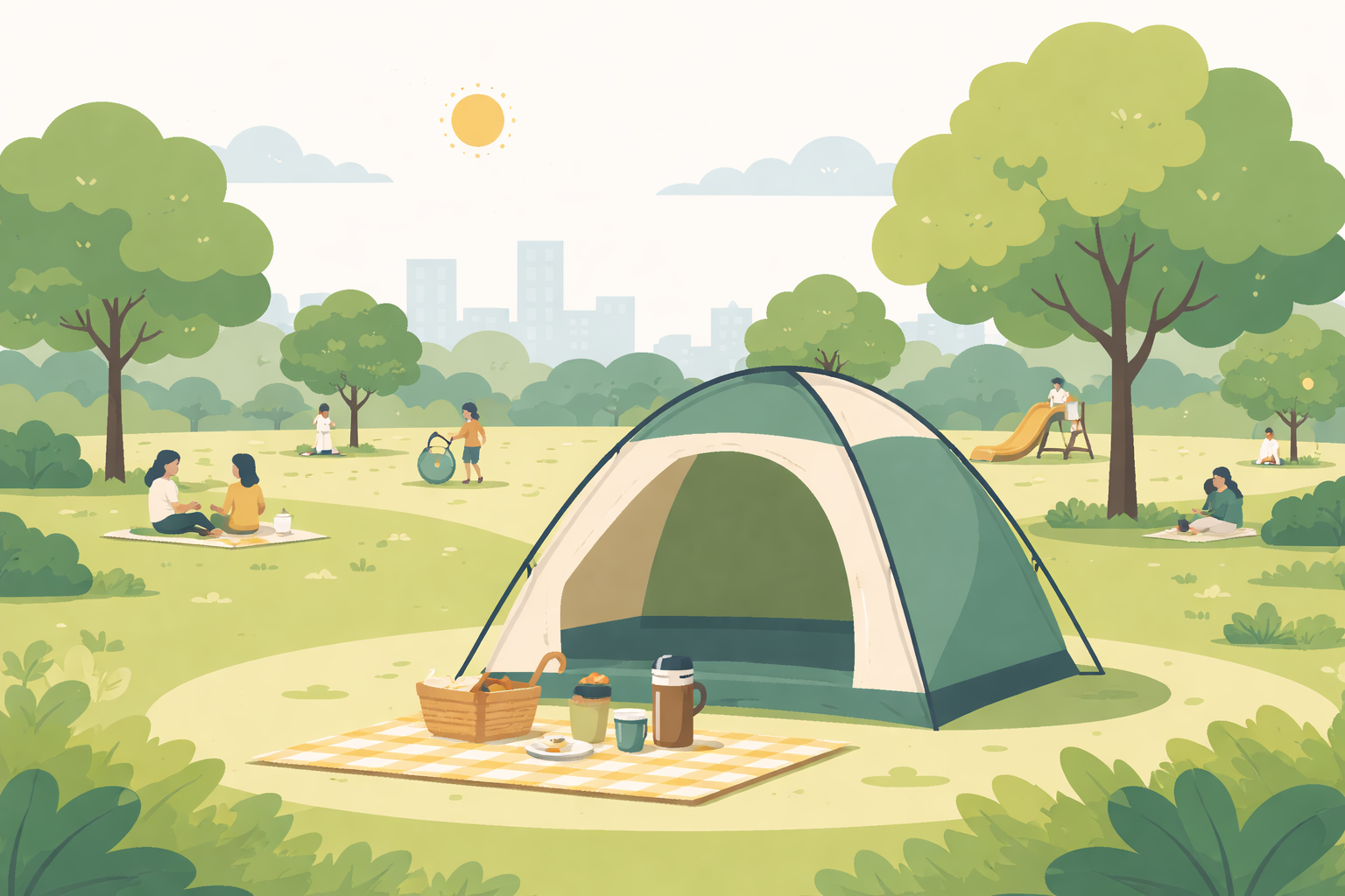 公園で活躍するワンタッチテントの具体例