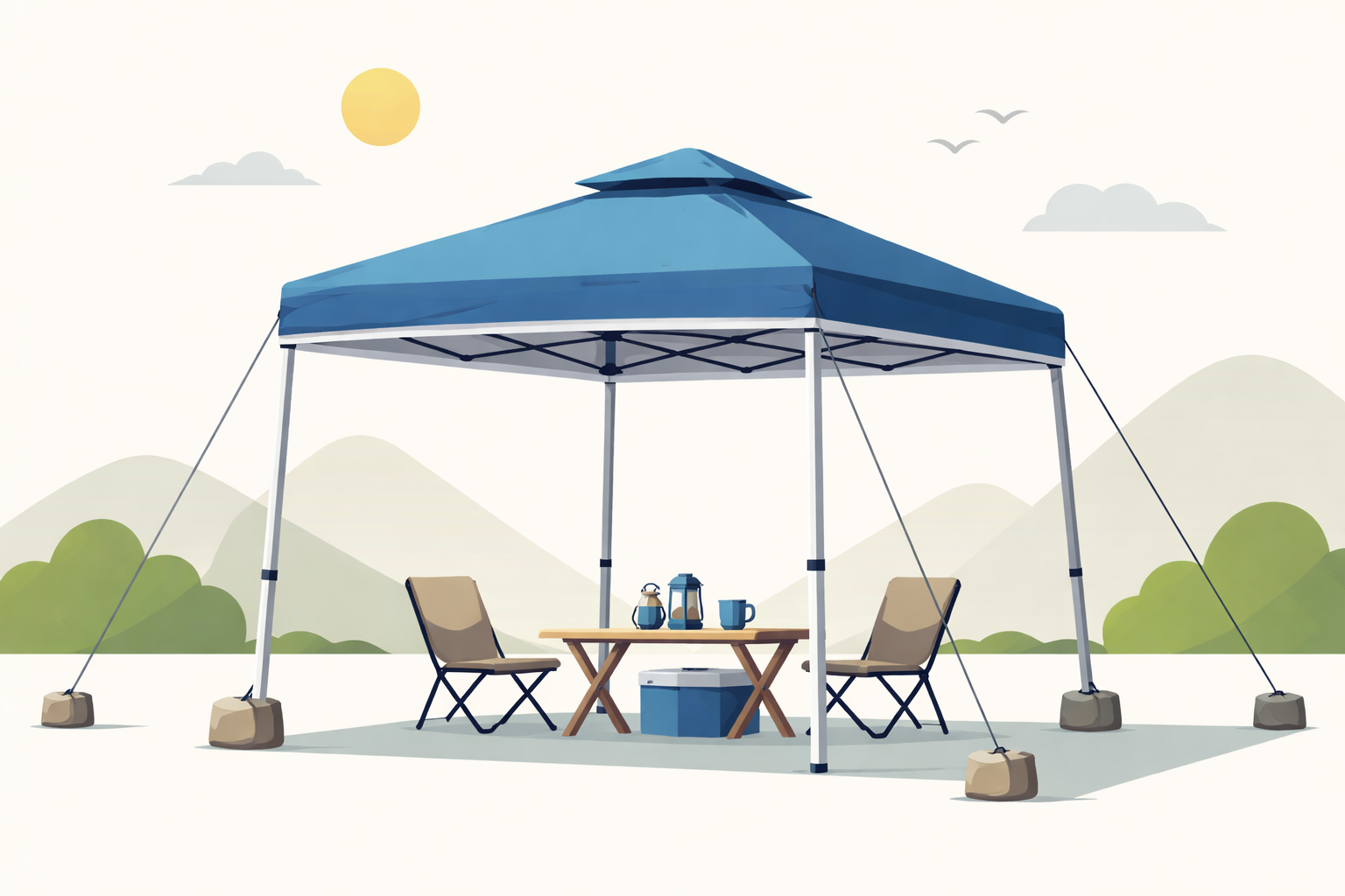 風に強いタープテントはスチール製フレームとベンチレーションが重要